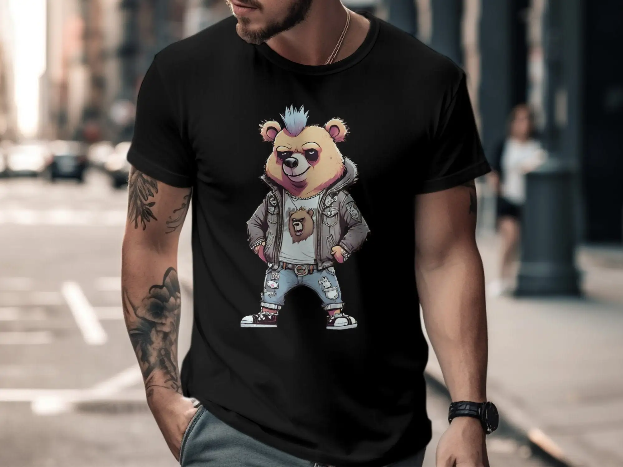 Punk Rocker Rapper Popster Punker Teddy Bear Rap Hip Hop T Shirt