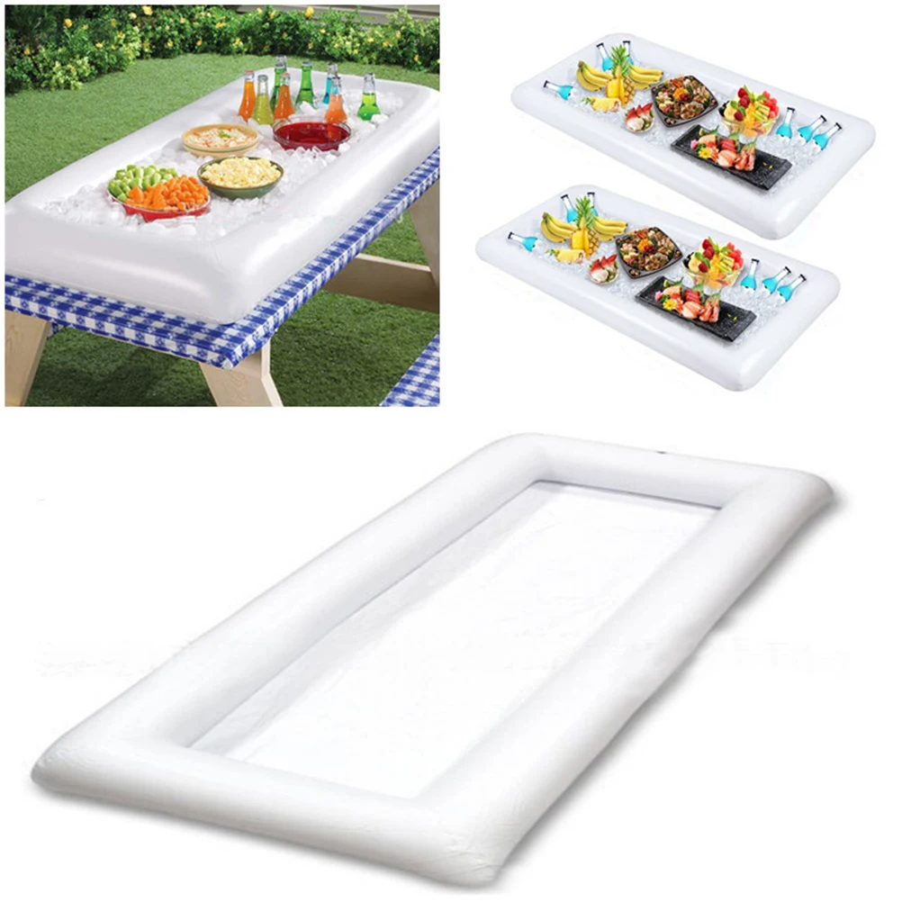 

2pcs Pvc Inflatable Dishes Plates Floating Drink Holder Ice Cooler Pool Beach Party Camping Stable Lightweight Portable Drain