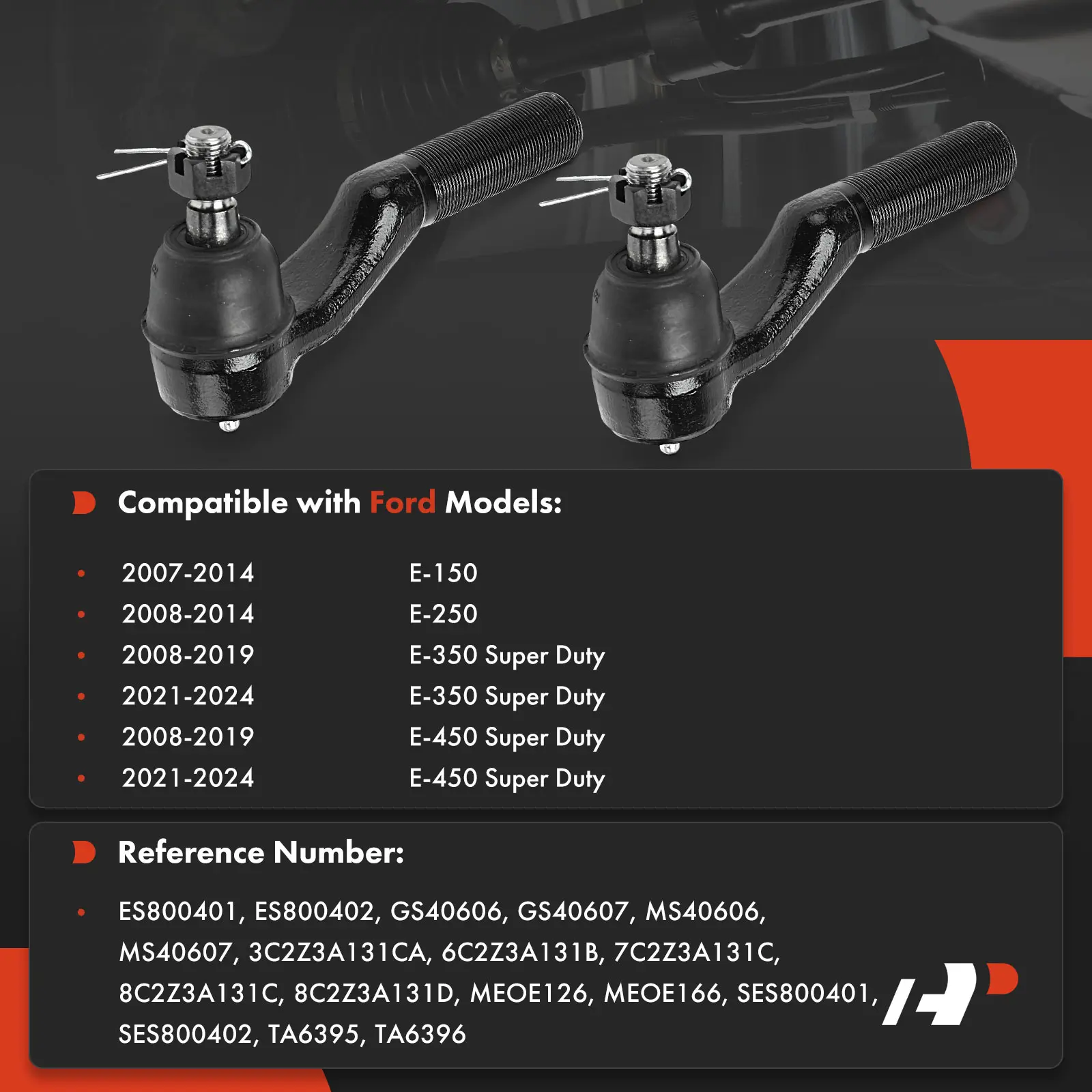 A-Premium 2x Front Outer Tie Rod End for Ford E-150 2007-2014 E-250 2008-2014 E-350 Super Duty E-450 Super Duty 2008-2019