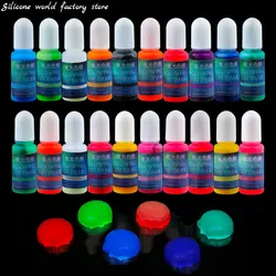Silicone world 10ML 20 Colors Fluorescent Pigment Luminous Paint Resin Dye UV Resin Coloring Epoxy Resin Pigment for DIY Crafts