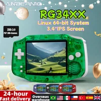 ANBERNIC-consola de juegos portátil RG34XX, pantalla IPS de 3,4 pulgadas, sistema Linux de 64 bits, RG 34XX 32G, reproductores de videojuegos Retro, WiFi, PSP, regalo