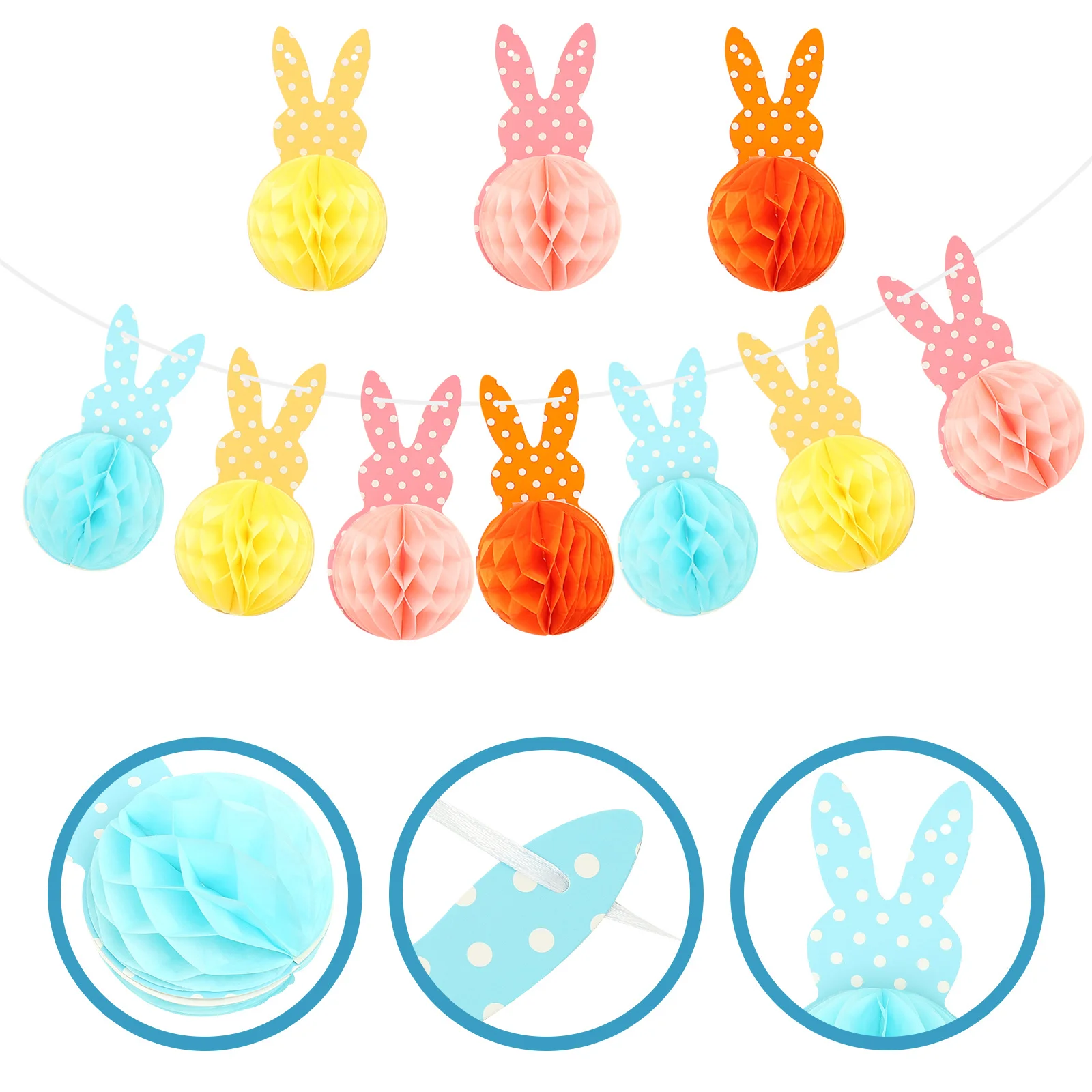 

Easter Bunny Honeycomb Bunting Flag Easter Hanging Banner Decorative Party Ornament Spring Festival Decor Decorative Bunting