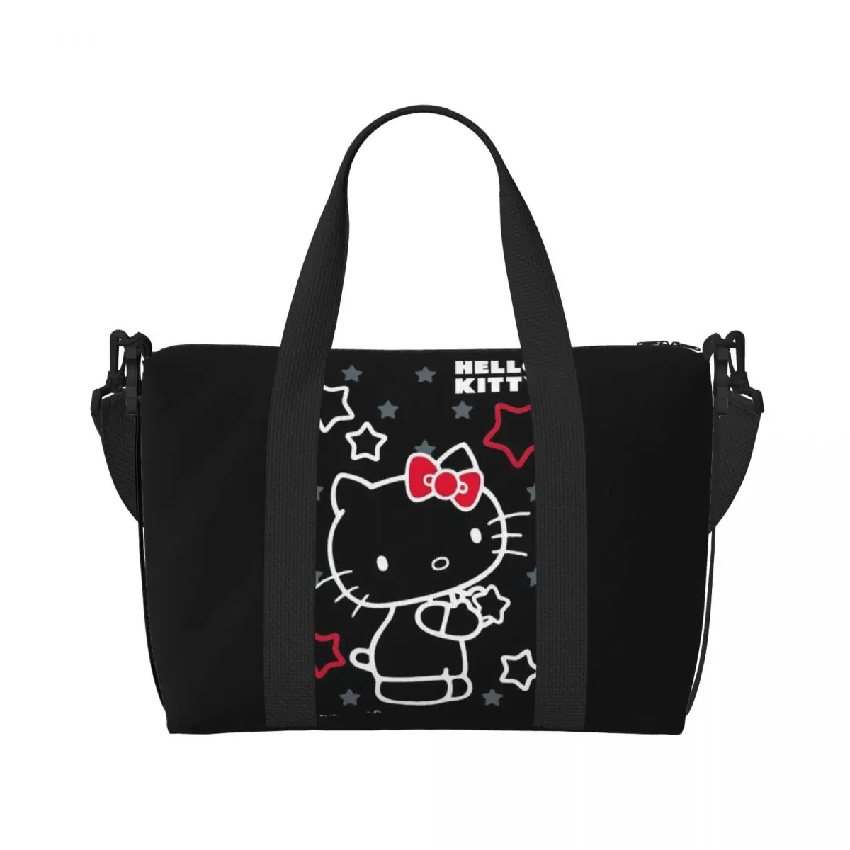 Custom Large Hello Kitty Tote Bag for Women Sanrio Kitty White Shopping Shoulder Beach Gym Travel Bag