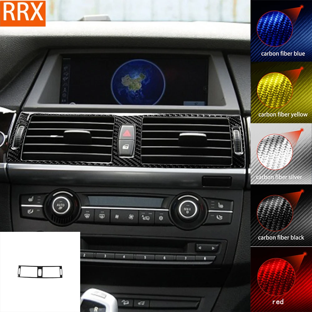 For BMW X5 E70 X6 E71 2008-2014 Center Dashbaord Air Outlet Frame Tuning Cover Soft Real Carbon Sticker Car Interior Accessories