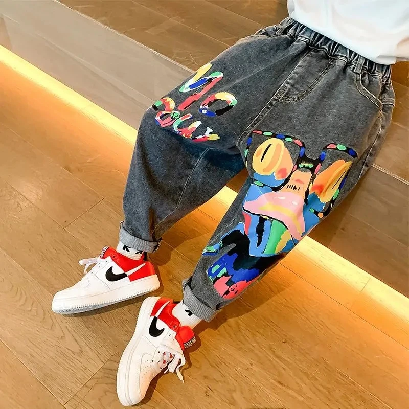 3 5 8 9 Y Children\'s Clothing Boys Jeans Spring and Autumn New Children\'s Casual Trousers Boys Loose Pants