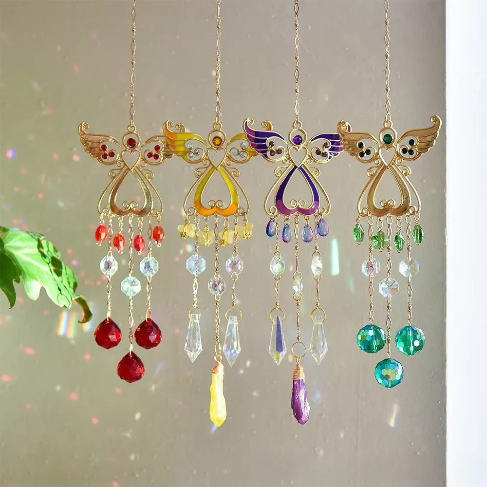 Crystal PendantHome Or Garden DecorationWind ChimeSun CatcherHanging Decoration Metal Sun Catcher Crystal Pendant Crystal Angel