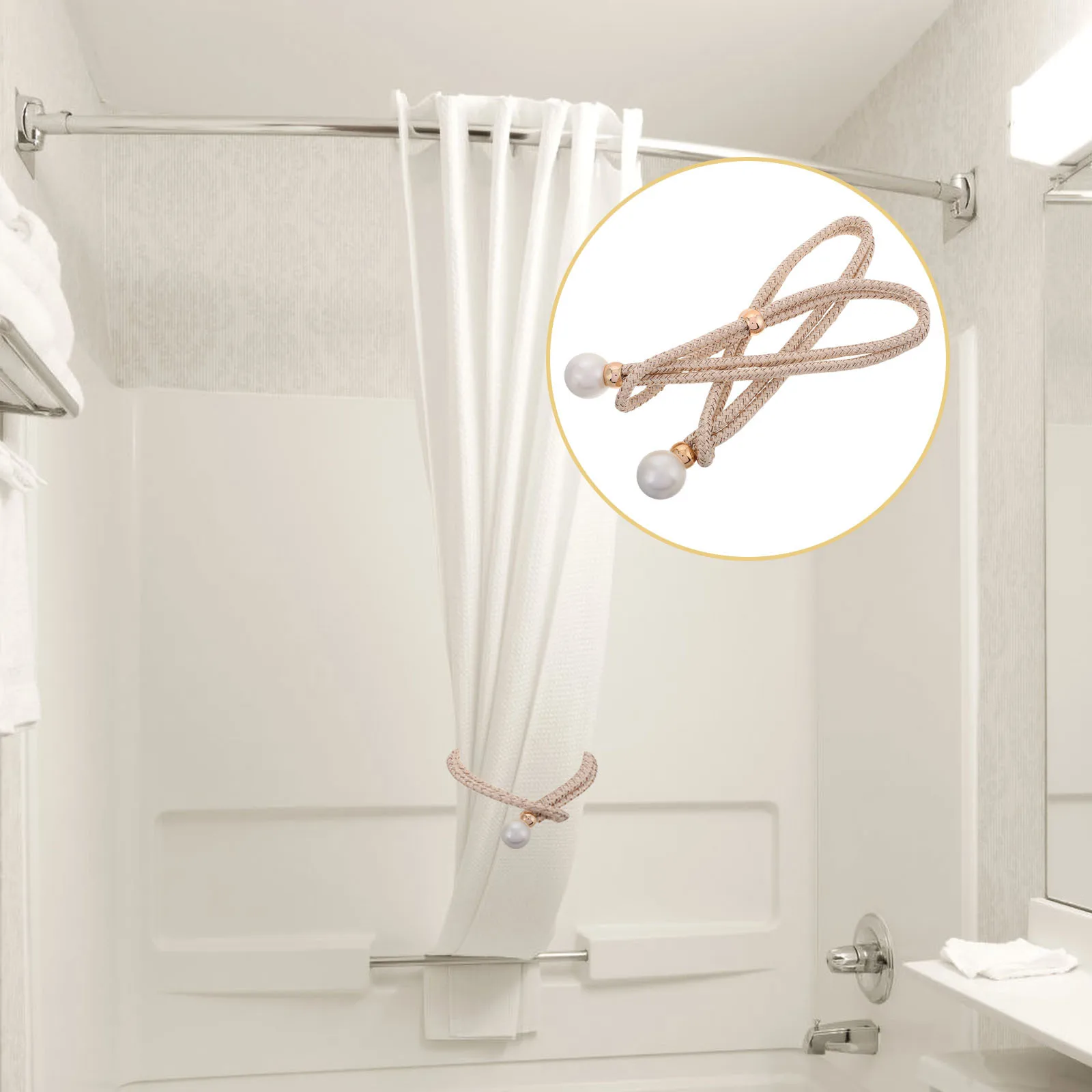 

2Pcs Curtain Tie Backs Simple No-Drill Design Adjustable Hand-Woven Rustic Drapery Holders for Bedroom Living Room Outdoor