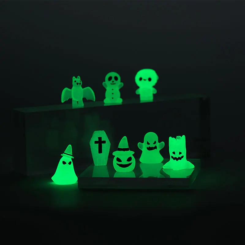 HOT SALE Creative Resin Halloween Glow-in-the-dark Ornaments Ghost Ghost Skeleton Pumpkin Party Cartoon Props Decorations