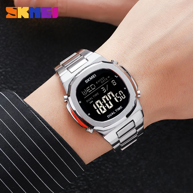 SKMEI 2004 الرياضة ساعة رقمية للرجال الفاخرة ساعة تنبيه إلكترونية التقويم مقاوم للماء رجالي ساعات المعصم 2036 reloj hombre