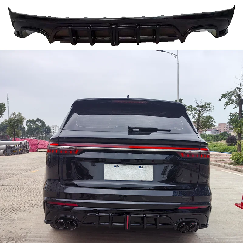 For Geely Monjaro 2021 2022 2023 Rear Bumper Diffuser Splitter Bodykit Double Dual Outlet Exhaust Pipe Black Carbon Accessories