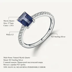 Gem's Ballet 1.15Ct Natural Iolite Blue Mystic Quartz Fine Ring 925 Sterling Silver Classic Engagement Rings For Women Jewelry