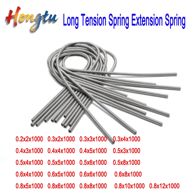 

1pc 0.2mm 0.3mm 0.4mm 0.5mm 0.6mm 0.8mm Stainless Steel Super Long Tension Spring Extension Spring Wire Diameter Length1000mm