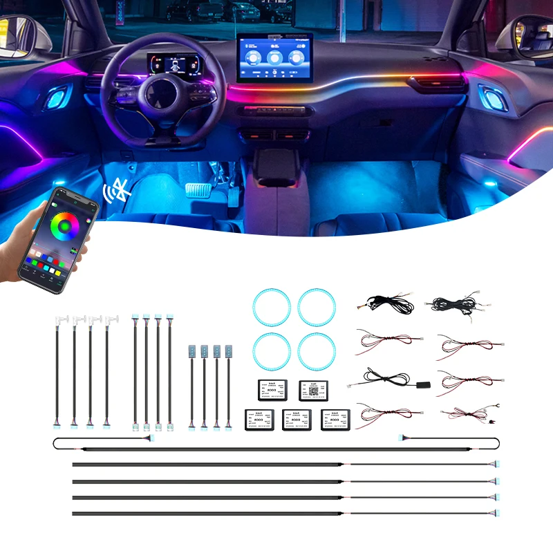 

No.1 Selling Factory Custom Interior Led Car Lights Easy Install Symphony Universal Car Ambient Light Kit RGBIC