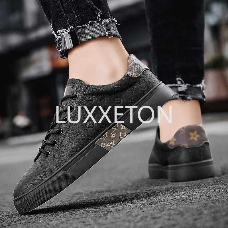 Men Casual Leather Shoes Summer New Fashion Lightweight Leather Breathable Men White Tennis Waterproof Casual Sports Shoes