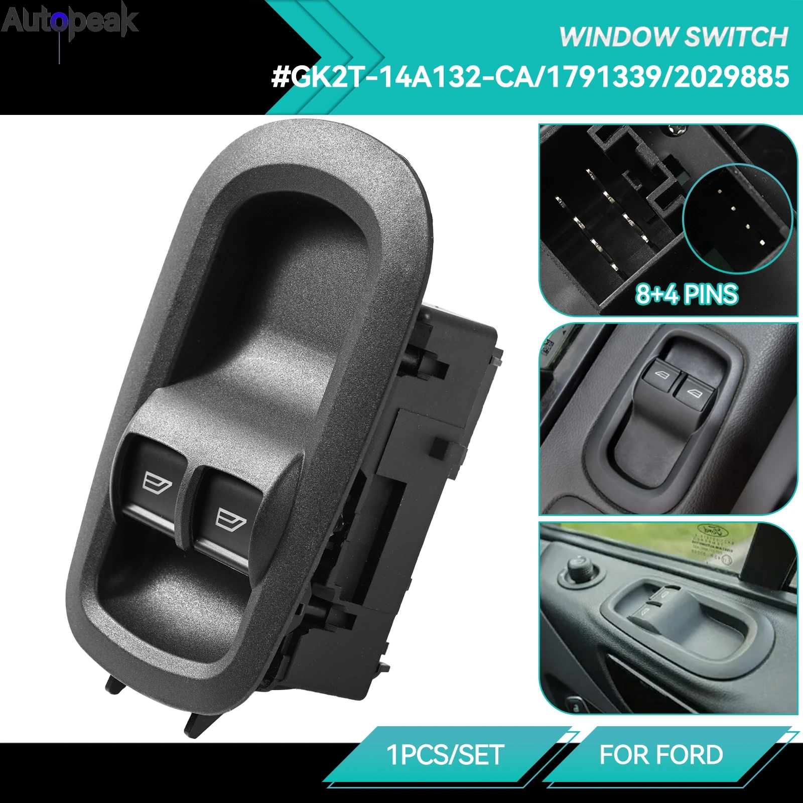 

1791339 Double Door Power Window Lifter Control Switch Button Driver Side Fit For Ford Transit MK8 2014+ 2029885 GK2T-14A132-CA