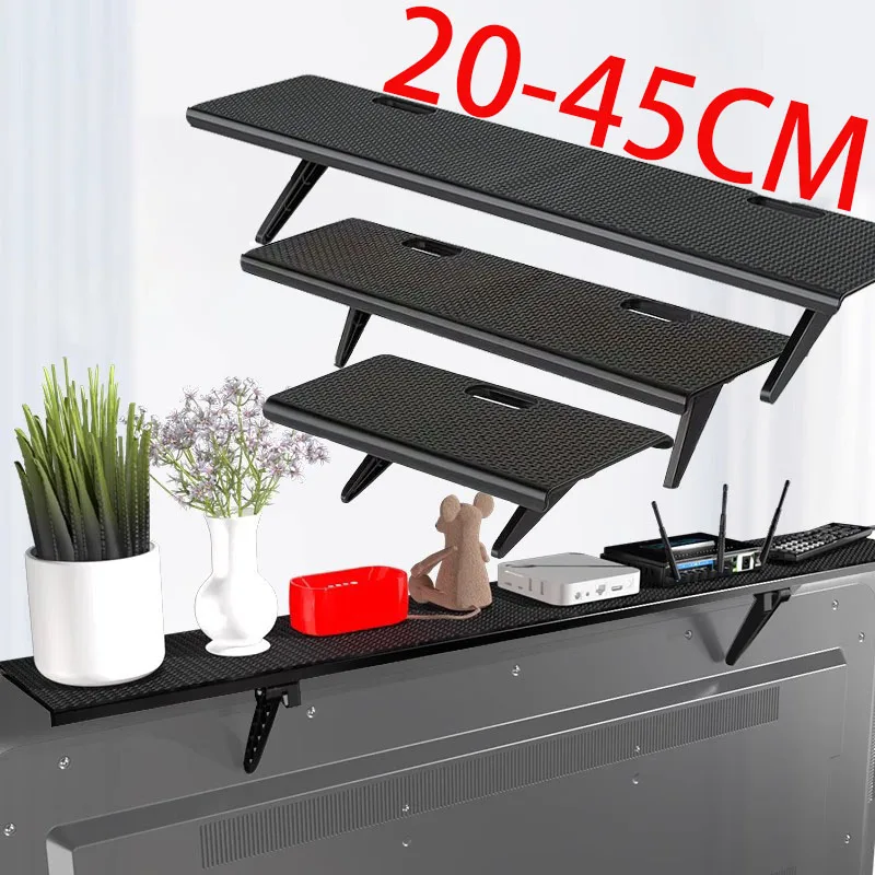 TV-Bildschirm-Ablagefach für den oberen Bildschirmbereich, Computer-Monitor-Ablage, TV-Medienbox-Router-Regal, Heim-Organizer – Detail 2