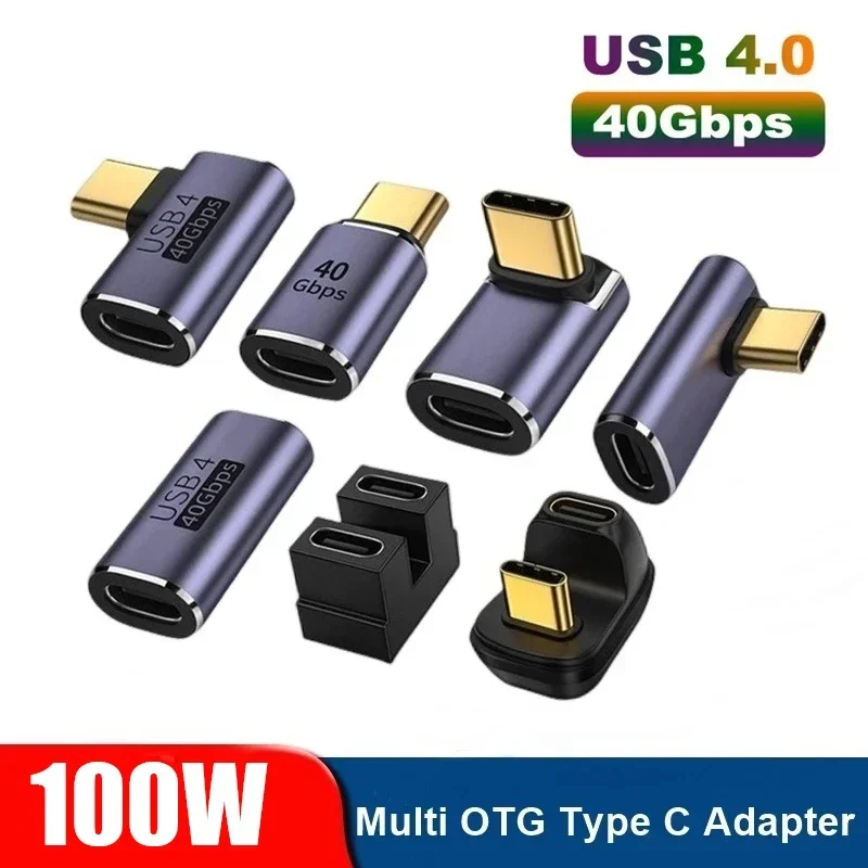 100W Metal USB 4.0 Type C OTG Adapter 8K 40Gbps Fast Data Transfer USB-C Charging Converter for Macbook Air Pro Laptop Phones