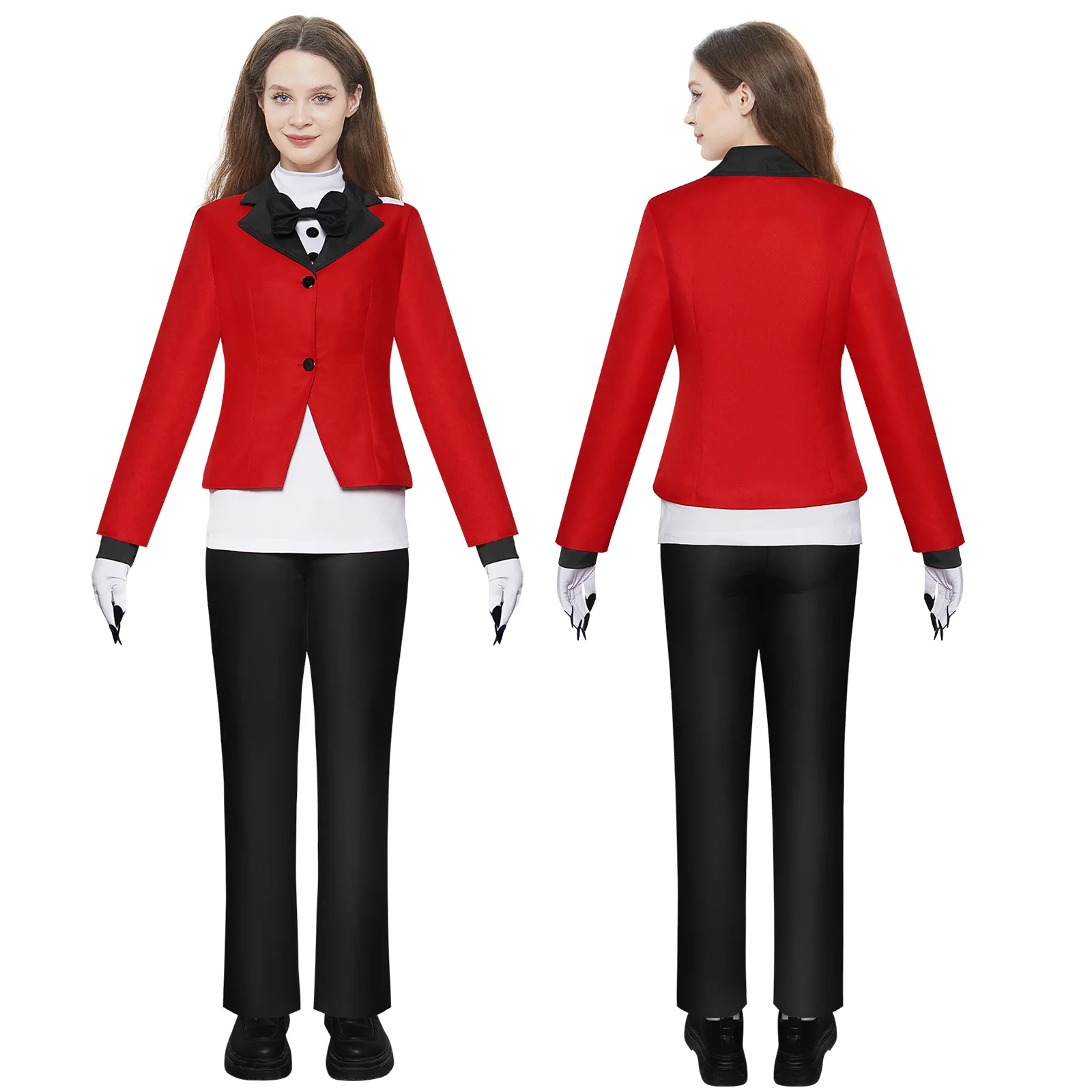 Game Charlie Cosplay Costume Women Men Red Uniform with Bow Tie Halloween Party Outfit Hazbin Cosplay Hotel CHARLIE Costume Suit