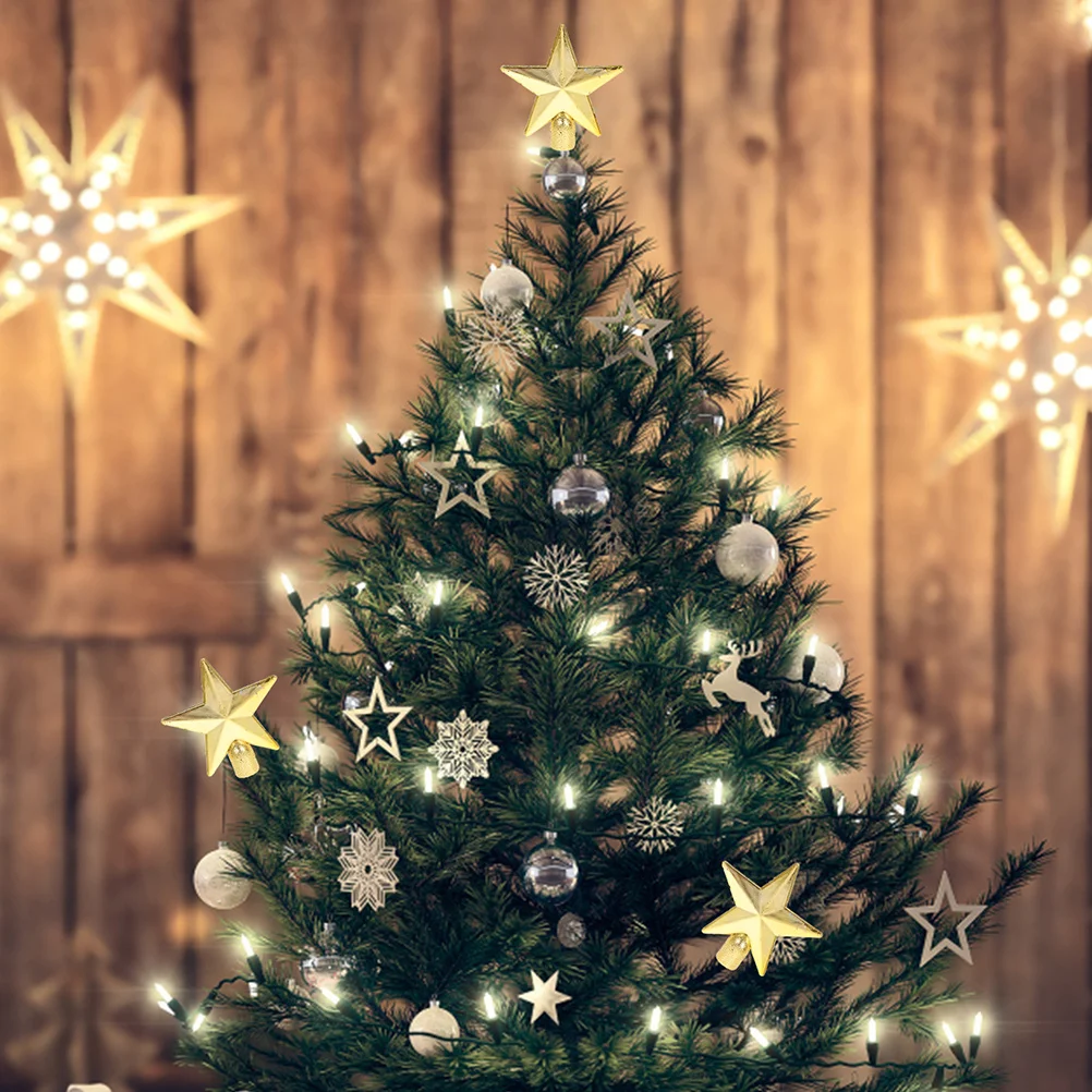 

Mini Christmas Tree Topper 10pcs Star Shaped Xmas Tree Decorations Holiday Party Favors Christmas Ornament Table Decor