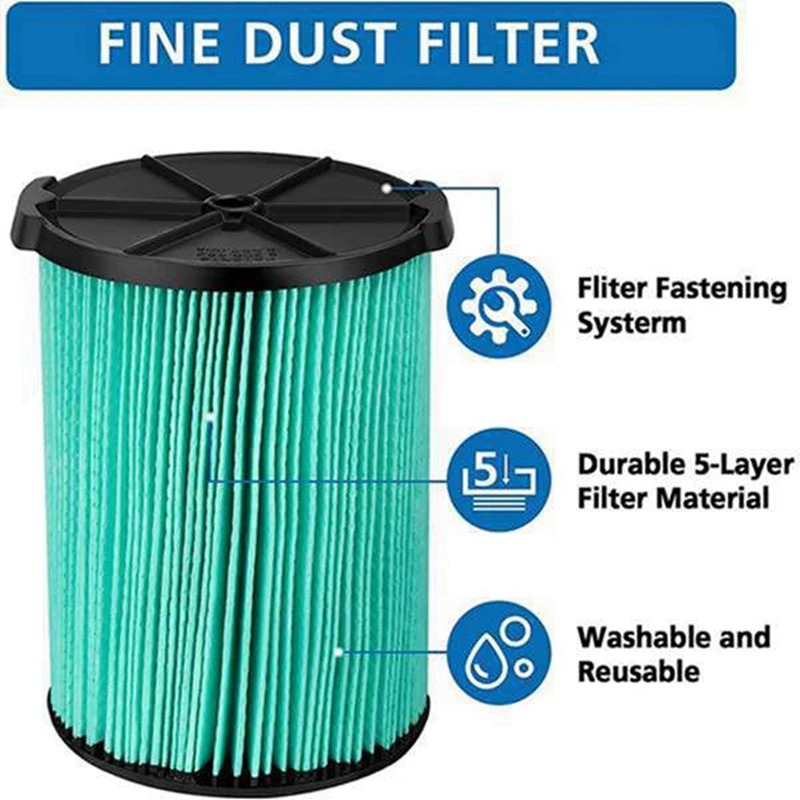 HEPA Replacement Filter For Ridgid VF6000 Vacuum Cleaner Parts Vacuum High-Efficiency Air Filter With 1Pc Brush