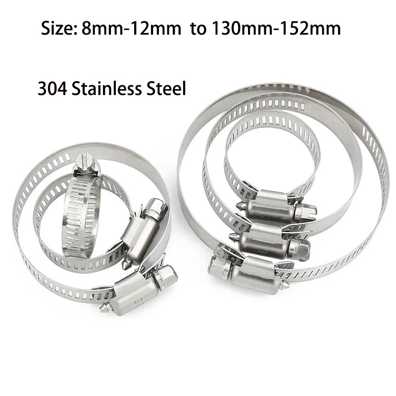 2/3/5pc Screws Worm Drive Hose Clamp Pipe Clamp Hoop 304 Stainless Steel Pipes Clips Fastener For Water Pipe Washing Machine Gas