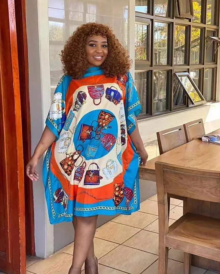 

Africa Fashion Blogger Recommend Popular printed Silk Kaftan Maxi dresses Loose Summer Beach Bohemian kaftan long dress for lady