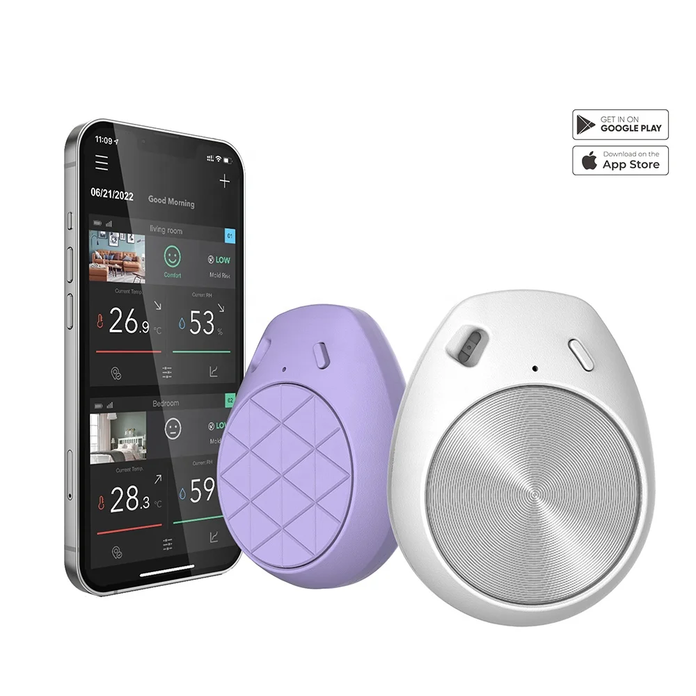 

2-Pack Smart for Bluetooth Wireless Mini Hygrometer Digital Moisture Sensor Meter for Temperature Humidity Magnet Clock OEM