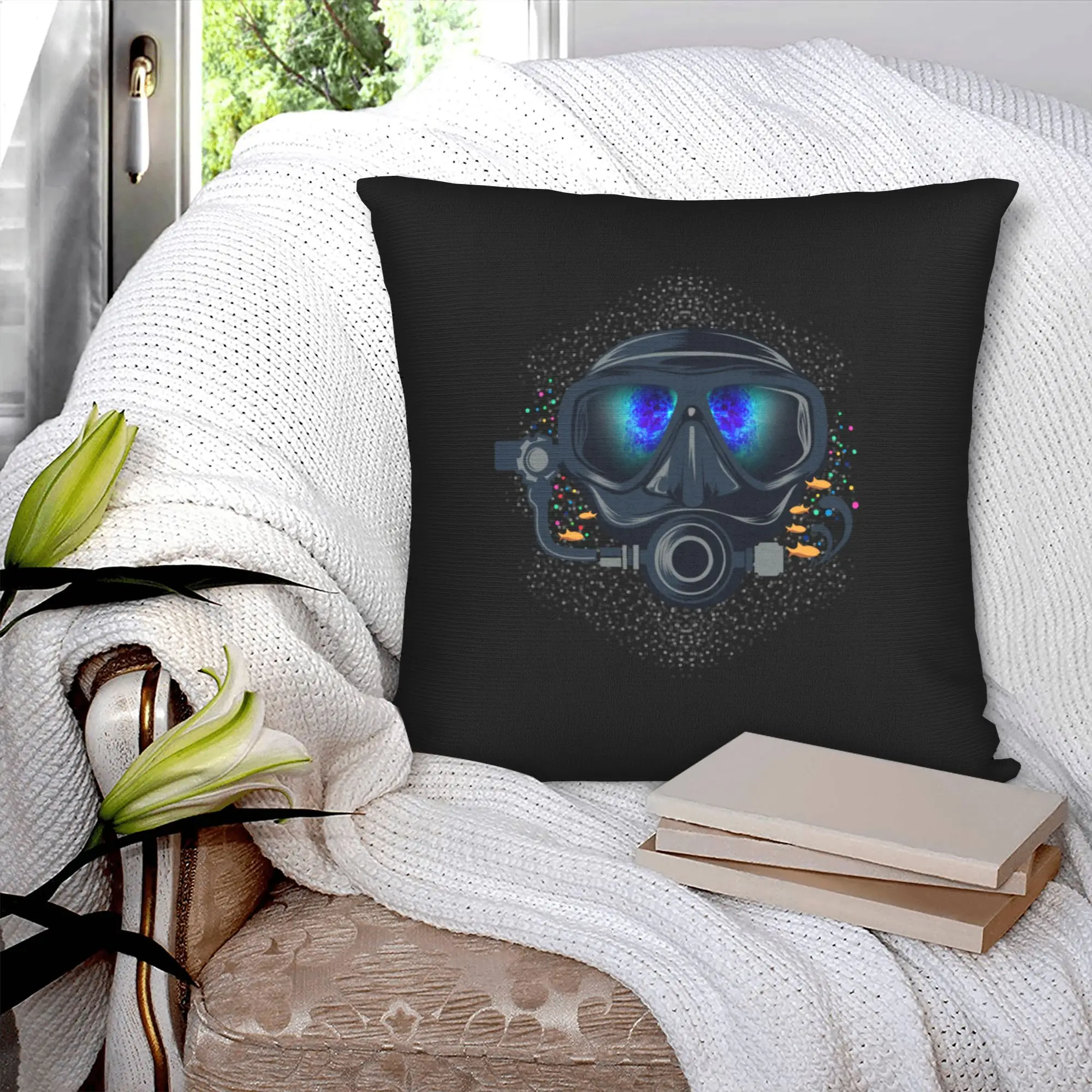 Dive Scuba Diving Cushion Cover  Velvet Cute Pillows Living Room Decoration
