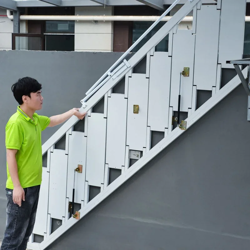 Stairs Household folding ladder can be stored Thickened indoor and outdoor side contraction small apartment jump stairs