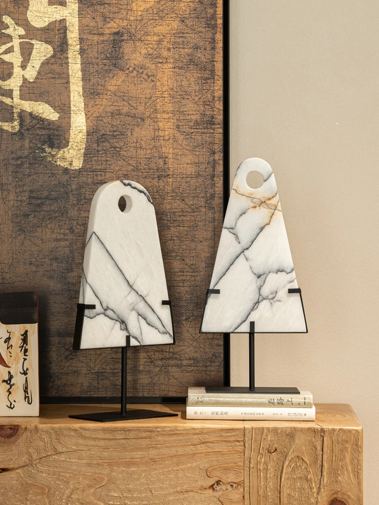 Premium Sense Of Italian Luxury Alabaster Color Floral Marble Decoration High-End Geometric Abstract Modern Minimalist Ornaments