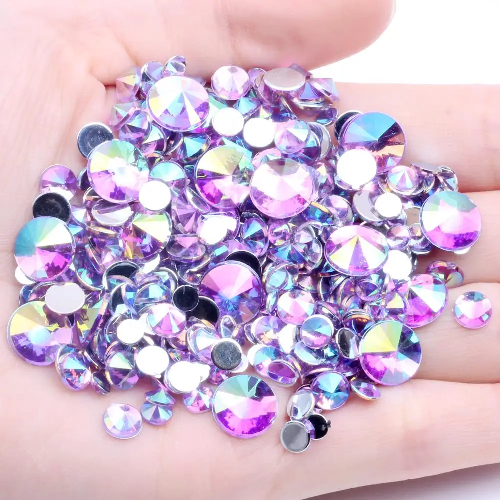 Acrylic Rhinestones AB Colors Flatback Pointed 1000pcs 5mm Silver Foiled Glue On Beads For Nails Art Phone Cases DIY Decorations