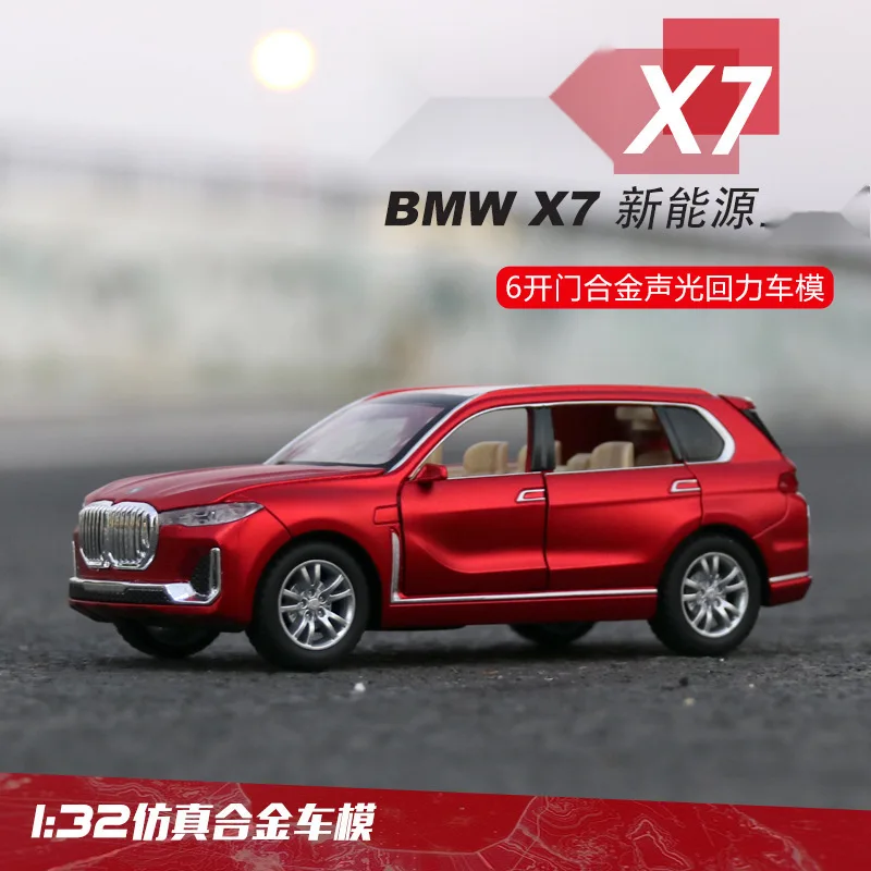 1:32 X7 pressofuso in lega modello macchinine in miniatura SUV 6 porte aperte suono luce tirare indietro fuoristrada per bambini regali