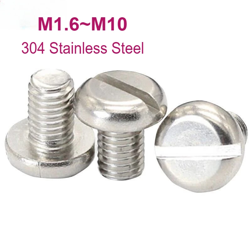 1-30pcs M1.6 M2 M2.5 M3 M4 M5 M6 M8 M10 304 Stainless Steel Pan Head Round Head Slotted Screw Bolt One Channel Screws