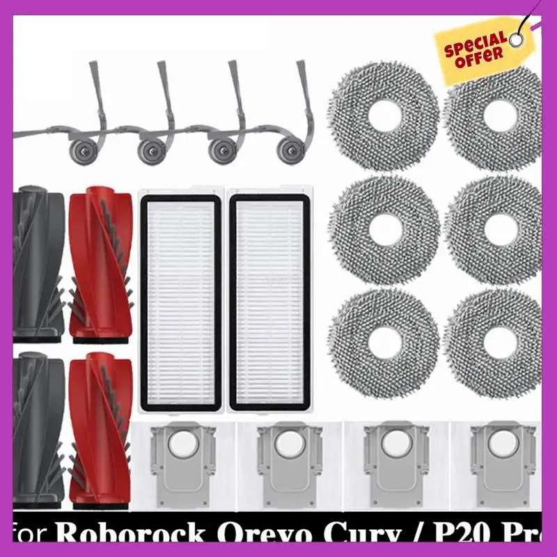 

HFIL-For Roborock Qrevo Vacuum Cleaner Accessories Replacement Main Roller Side Brush Hepa Filter Mop Cloth Dust Bag
