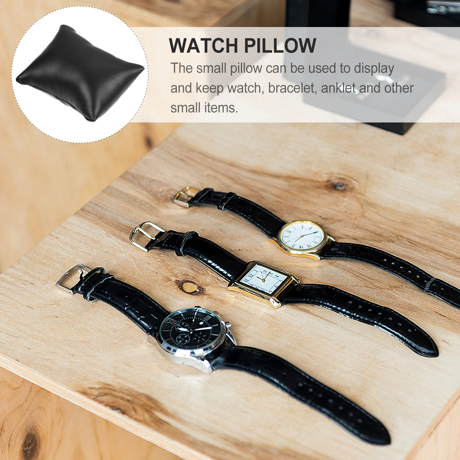 

8Pcs Black Jewelry Display Pillow Soft PU Watch Bracelet Bangle Holder Cushion for Display Storage Watch Pillow