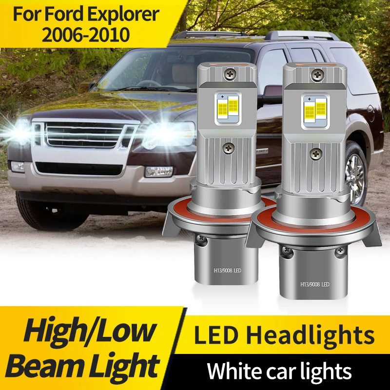 

2PCS H13 Car Projector Headlamp 9008 For Ford Explorer 2006-2010 LED Headlight Replacement Halogen Headlights LED Light Bulb 44W