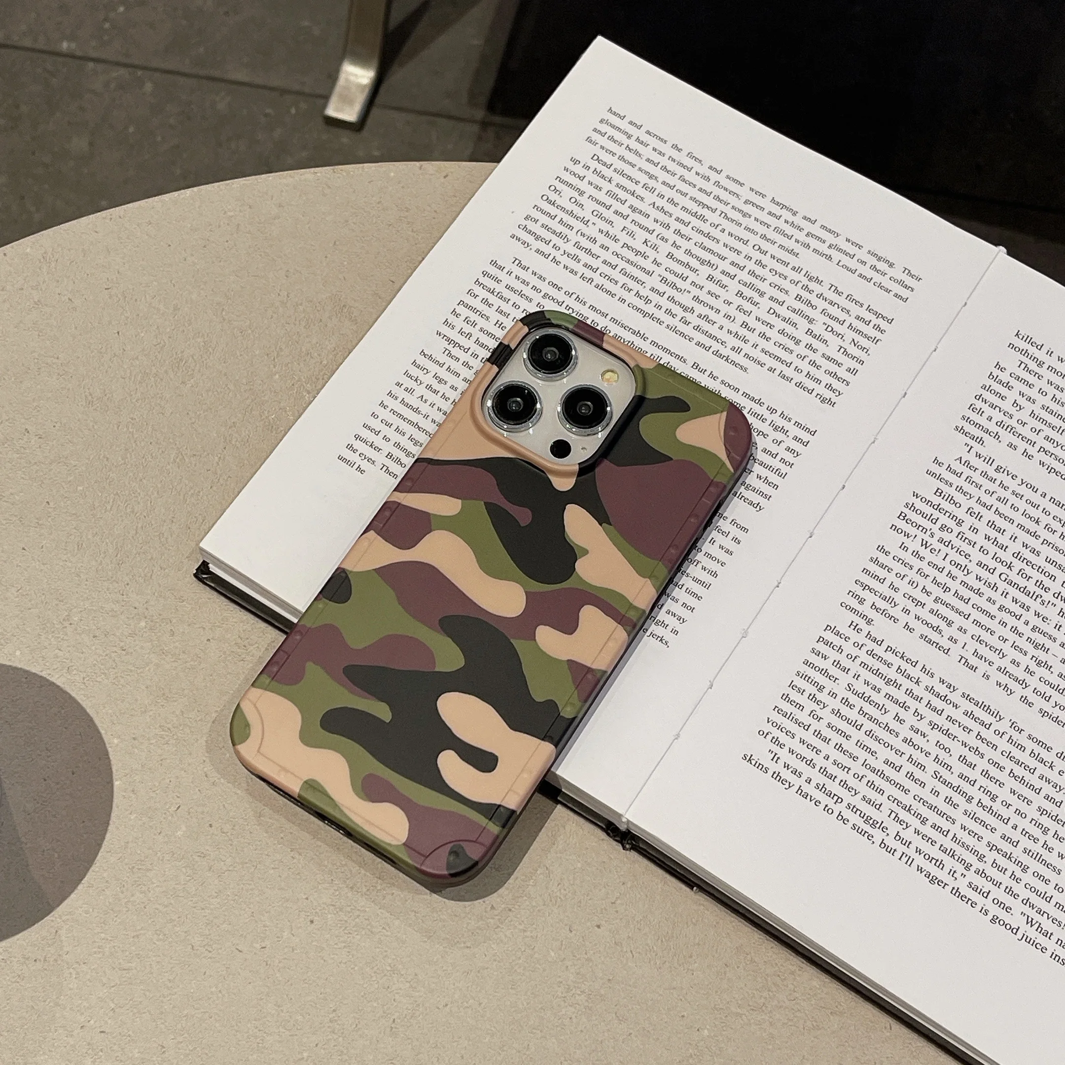 Wüsten-Tarnmuster-Mischung, klassische Armeegrün, matte TPU-Hülle für iPhone 11, 12, 13, 14, 15 Pro Max, stoßfeste Handyhülle