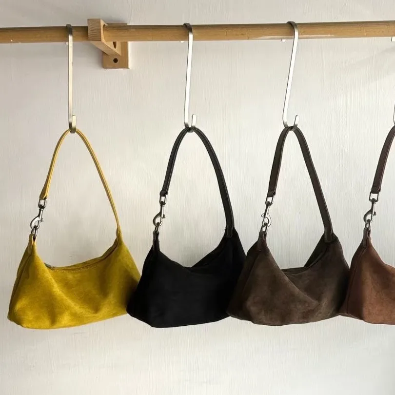 Retro Suede Shoulder Bag INS Style Light Luxury Underarm  Bags for Women Versatile Casual Daily Commute Fashion
