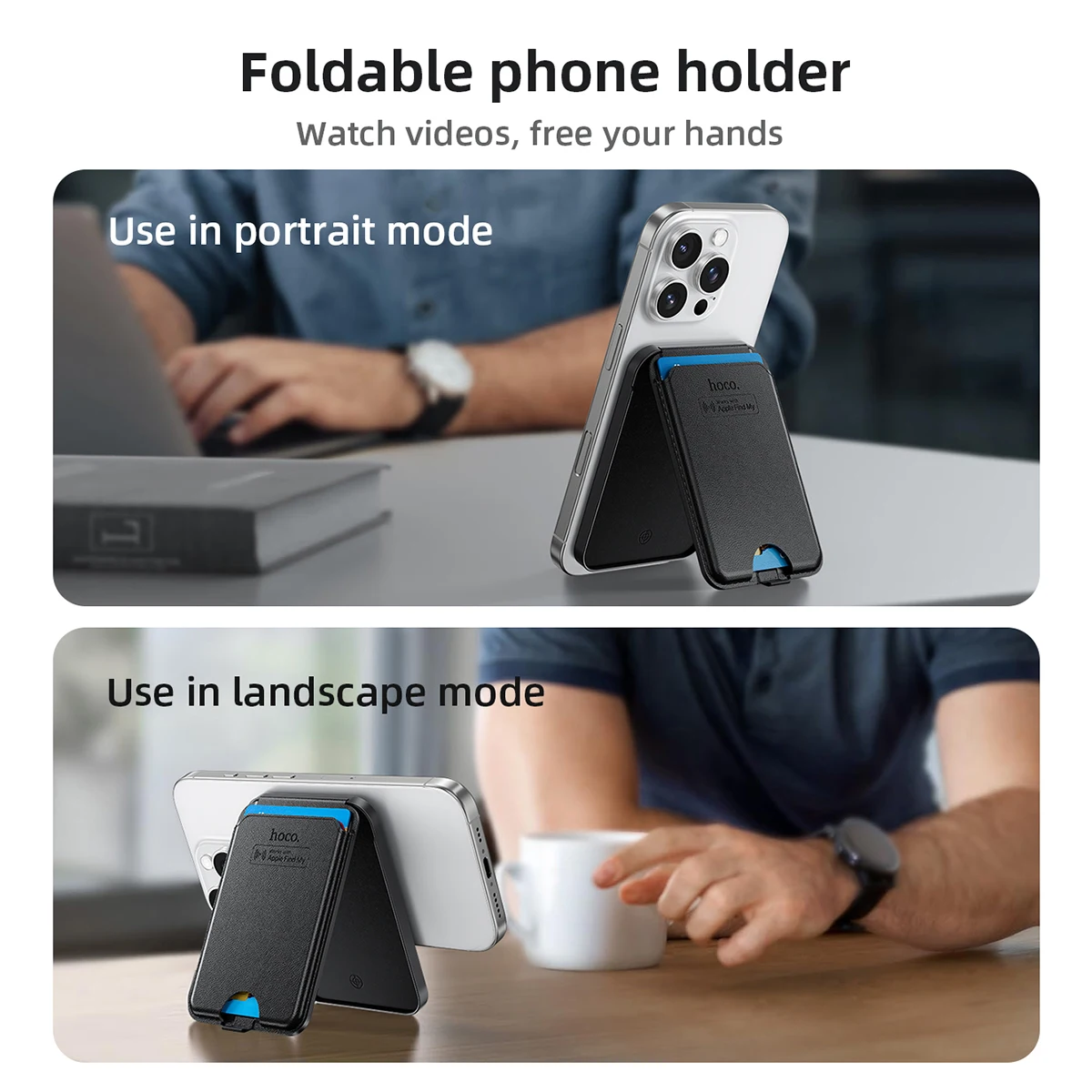 Soporte magnético para tarjetas de identificación HOCO E91I con dispositivo antipérdida inteligente, soporte para teléfono, localizador recargable, rastreadores para IOS Find My Network