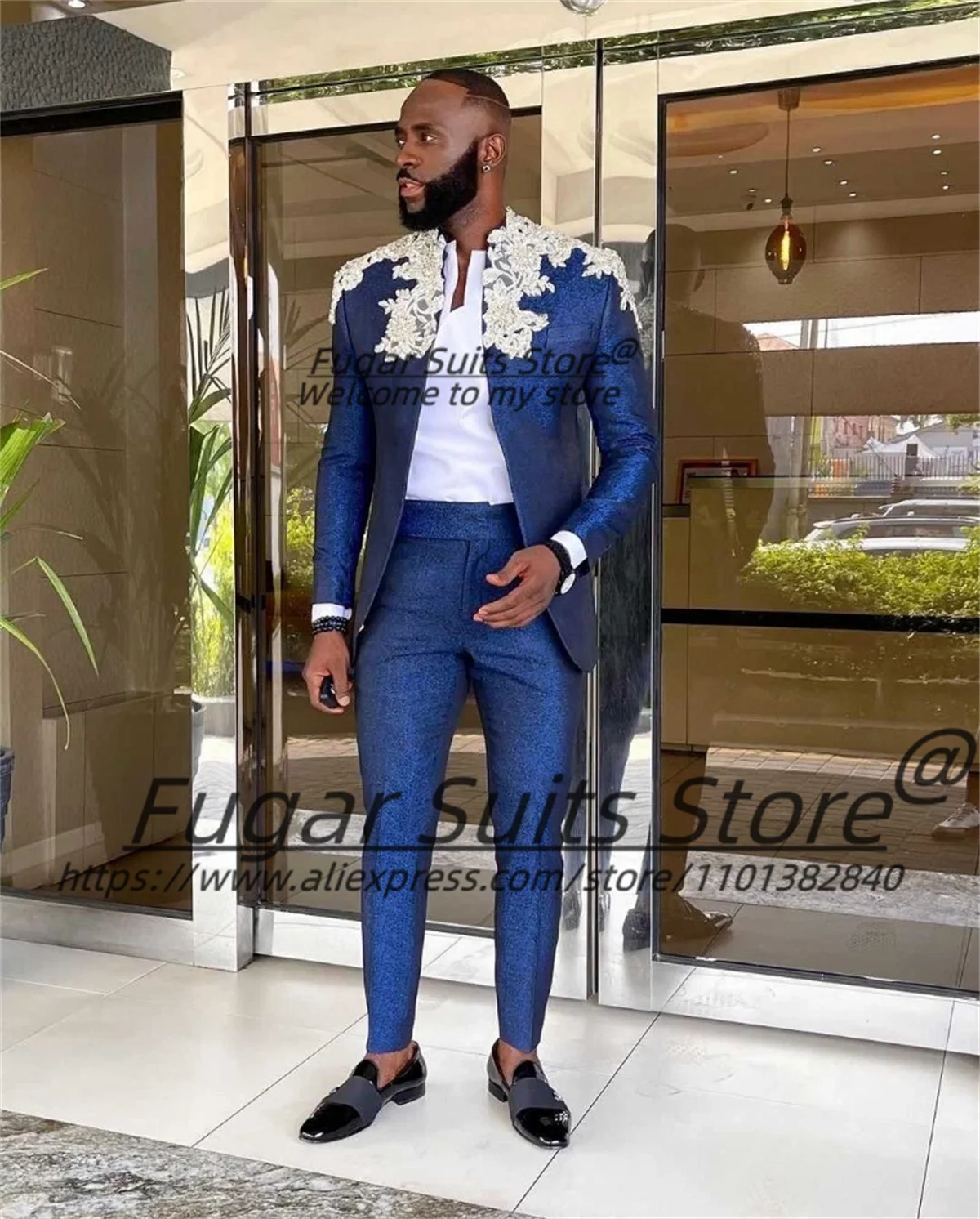 Gorgeous Embroidered Beaded Groom Wedding Tuxedos Customized Slim Fit Men Suits High-end 2 Pieces Sets Male Prom Party Blazers