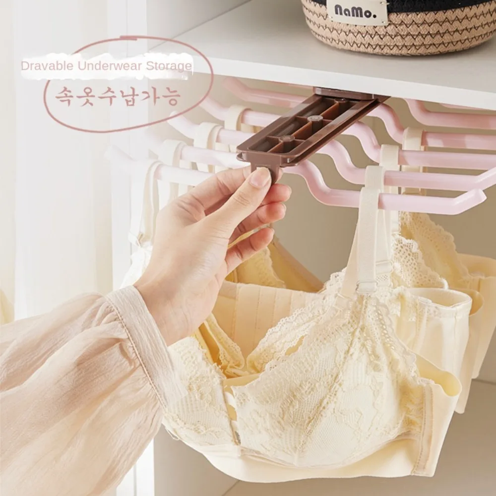 

Plastic Retractable Clothes Drying Rack Large Capacity Space Saving Underwear Storage Hanger Double-Row Pull Out