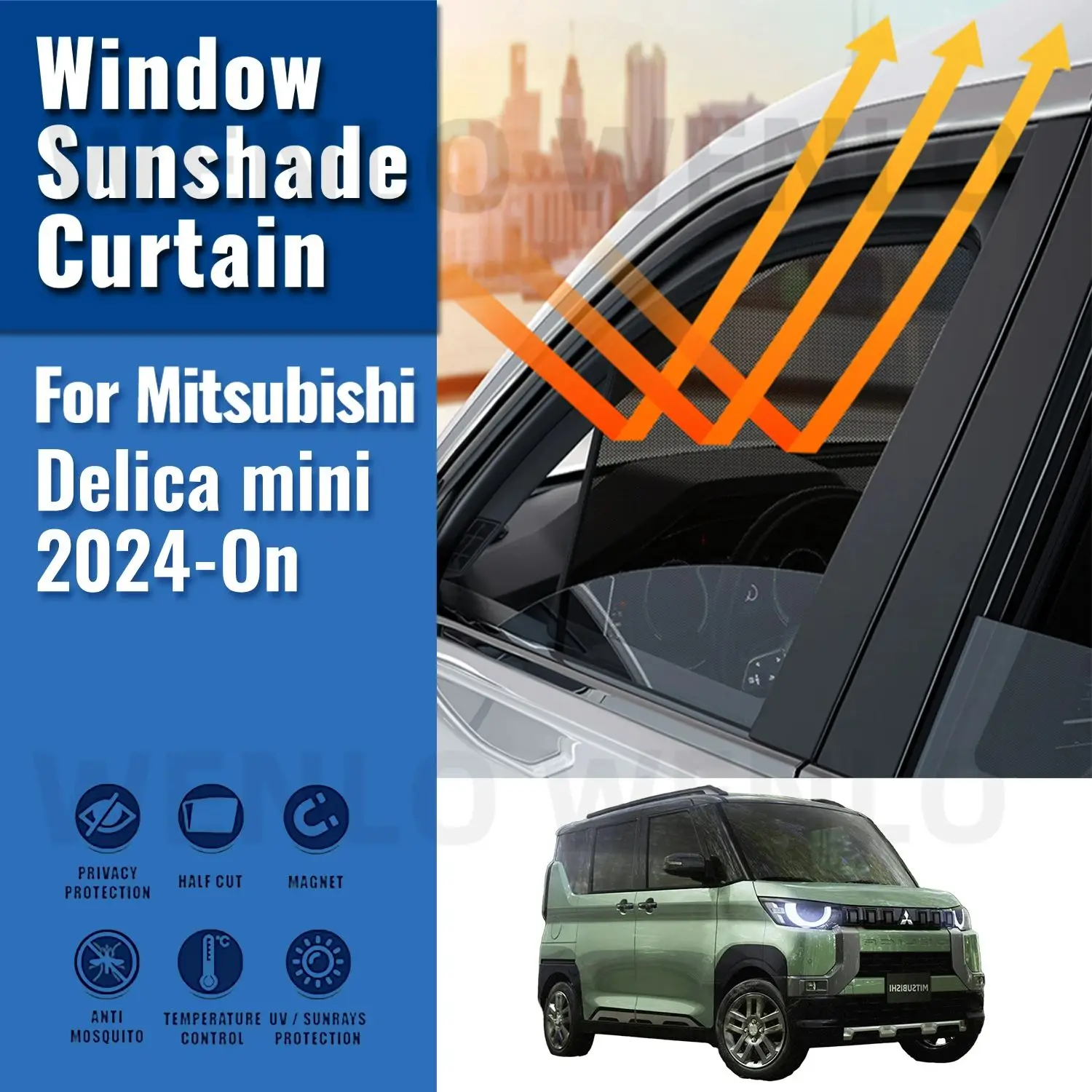 Dla Mitsubishi Delica Mini 2024 Przednia szyba Rama Kurtyna Magnetyczna samochodowa osłona przeciwsłoneczna Osłona przeciwsłoneczna tylnej szyby bocznej