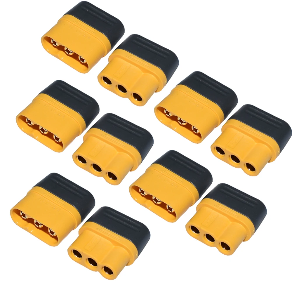 Amass MR60 MR60 Male W/Protector Cover 3.5mm 3 Core Connector T Plug Interface Connector Sheathed for RC Model (5 Pair/10 Pair)