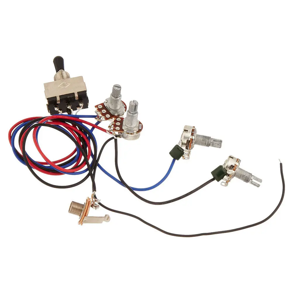 Prewired Wiring Harness 3-Way Toggle Switch 2t 2V Replacement Guitar Long Shaft Pots Wiring Harness Guitar Replacement