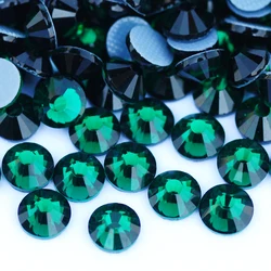 YANRUO 2058HF SS4-SS30 Emerald Strass Hot Fix Rhinestones Flat Back DIY Hotfix Glass Crystal For Jewelry Craft