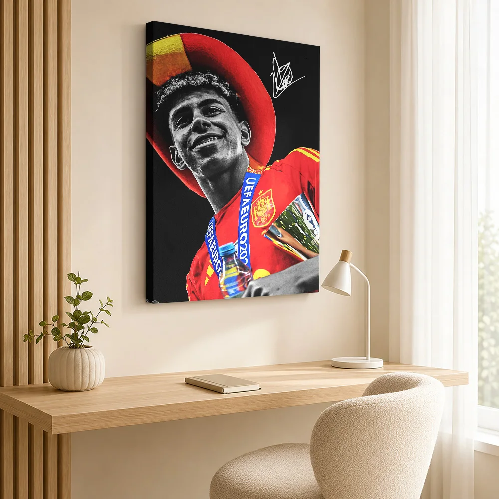 Soccer Player Heading Ball Canvas Painting Poster Digital Style Wall Decor With Customized Photo For Home Gym Ideal Coach Gift