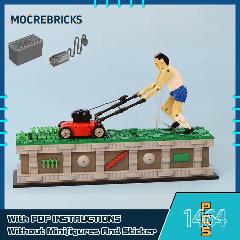 

MOC Building Blocks Lawn Mower Man Kinetic Sculpture GBC Modular Assembling Technology Bricks Puzzle Toys Xmas Gifts