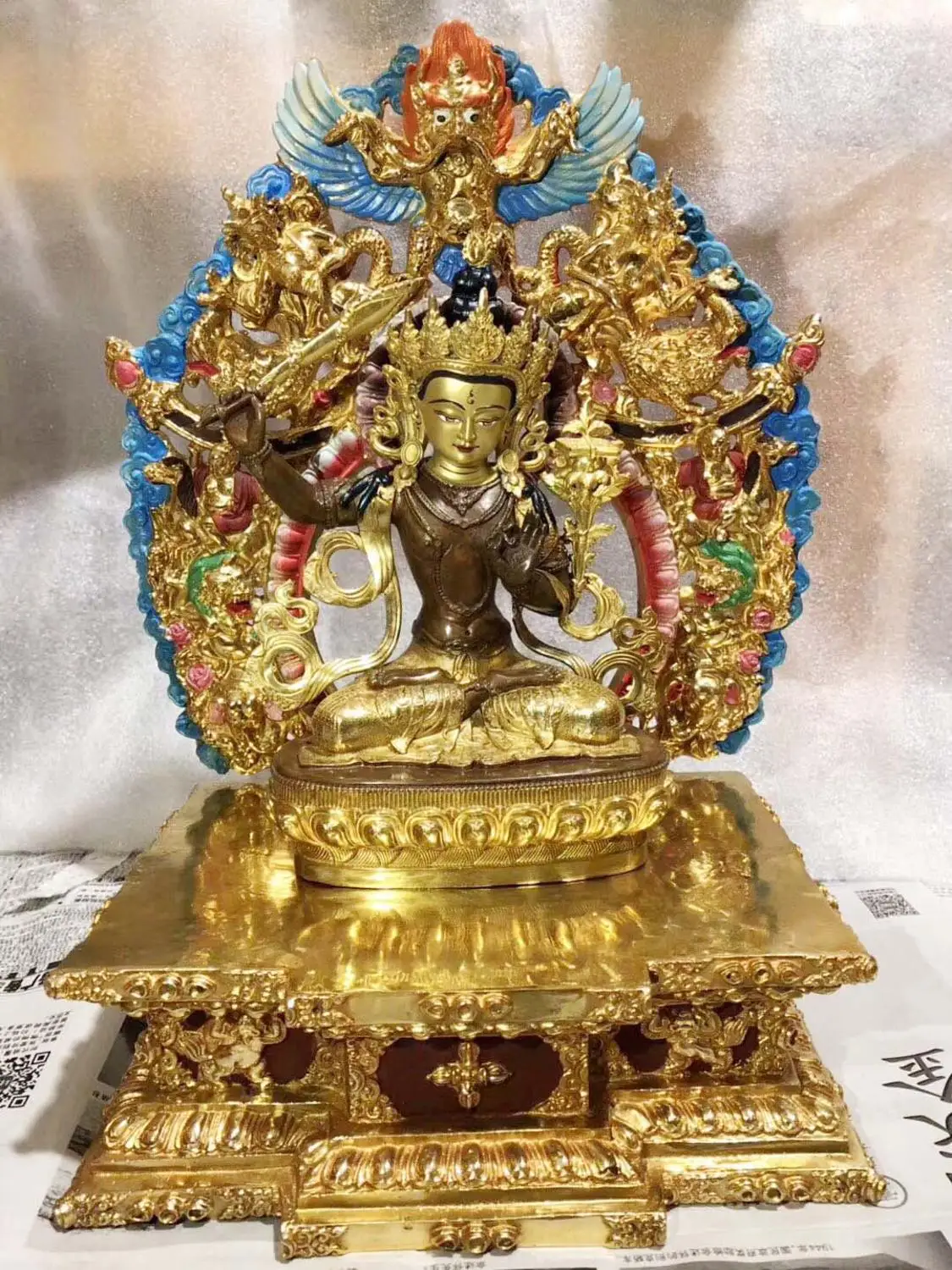 Large High grade gilding Buddha statue family patron saint Almighty God the Bodhisattva Manjusri Guanyin gold