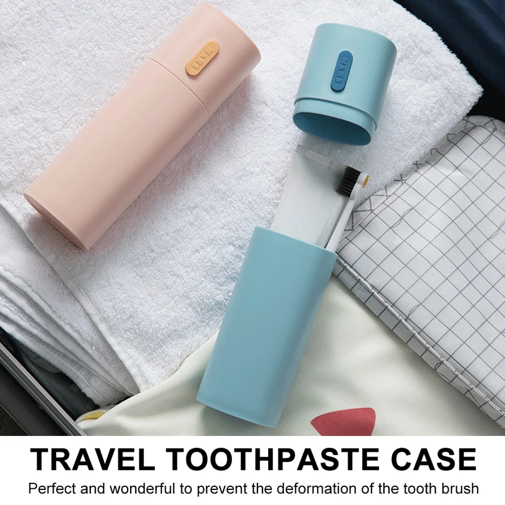 Toothpaste Storage Box Toothbrush Container Holder Case Portable Blue Travel Size Simple Design Sturdy Material Non Scratch