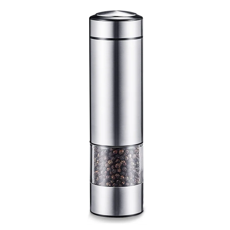 Electric Pepper Grinder, Automatic Pepper Mill Grinder, Stainless Steel Battery Operated Salt Grinder Refillable